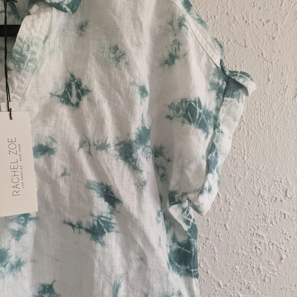 NWT Rachel Zoe Tie Dye Linen Top - Picture 7 of 8
